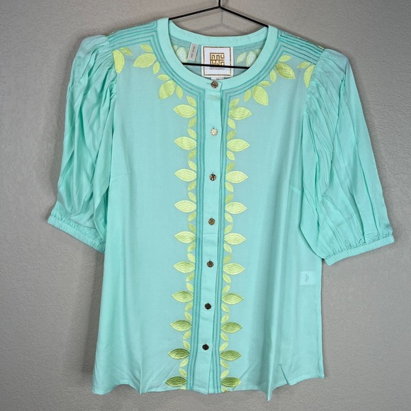 Emily McCarthy Tops - Emily McCarthy Blouse Top Size XS Yacca Lemon Relaxed Fit Embroidered Proper